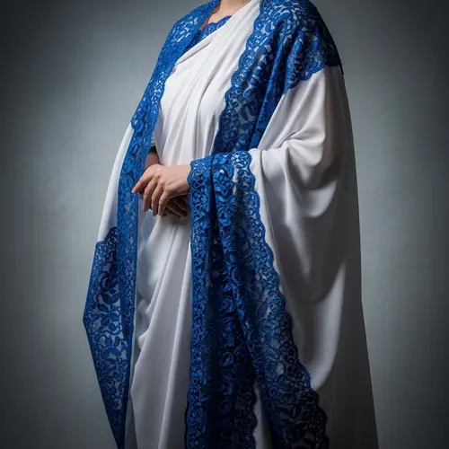 Stunning Toga with Blue Lace Design