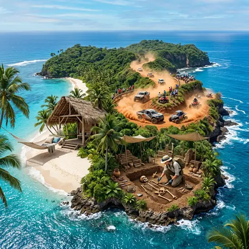 Private Island Adventure: Racing, Shelter, and Skeleton Discovery
