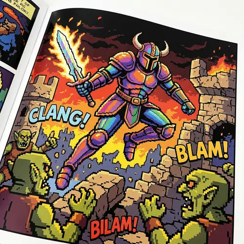 Epic Armored Warrior in Vibrant Colors | Battle Scene Fantasy