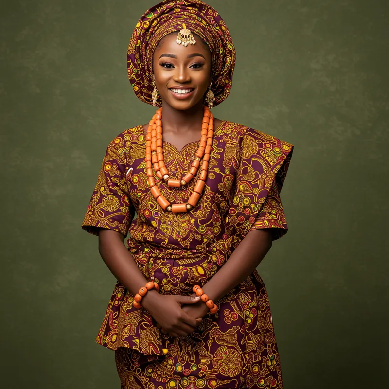 Yoruba Girl in Vibrant Cultural Attire