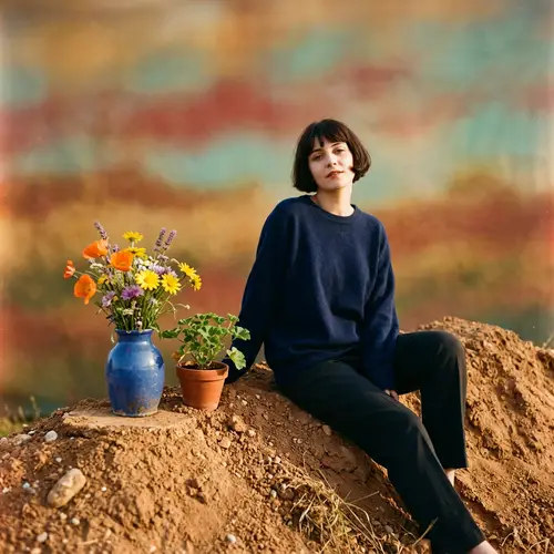 Vintage Surrealism Art with Woman and Flowers | High-Res Edit