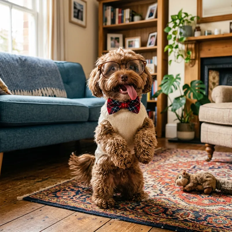 Funny Dog in Comical Outfit | Playful Canine Scene