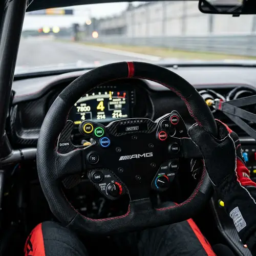 Premium Racing Car Steering Wheel with Red Stitching