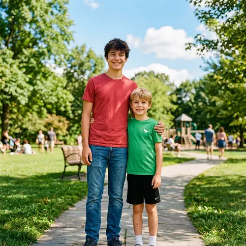 Two Brothers Enjoying Time Together in the Park