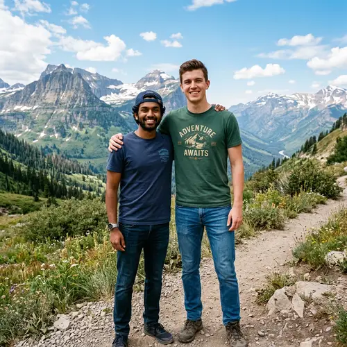 Brothers - Diverse Pair Smiling Outdoors
