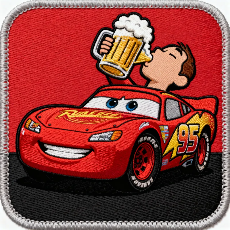 Lightning McQueen Patch - Beer Drinking Fun