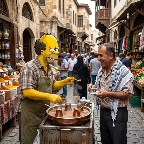 Homer Simpson Making Turkish Coffee in Tarsus | Friendly Interaction