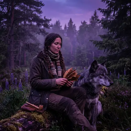 Purple Wolf Woman Smoking: A Unique Art