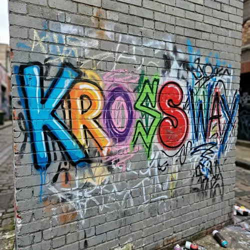 Kross Way Street Art on Gray Brick Wall