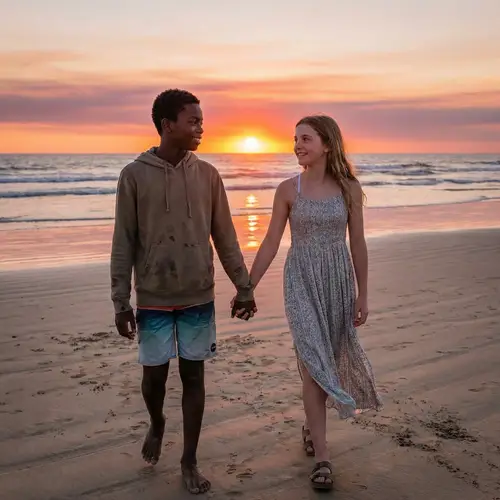 African Boy Lick and Girl Beat: Young Lovers in Innocent Affection