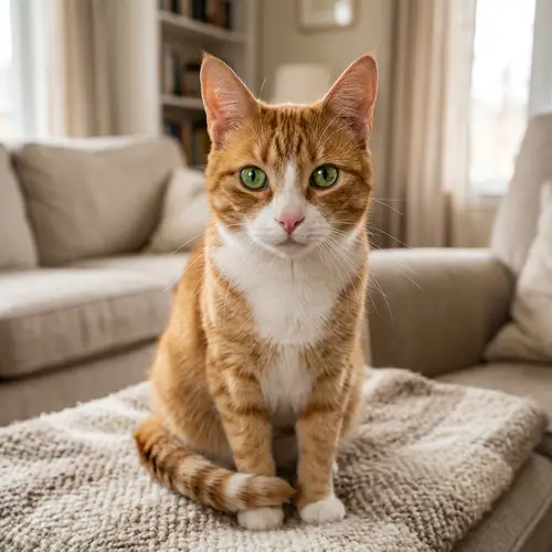 Detailed Image of Adult Cat with Silky Orange and White Fur