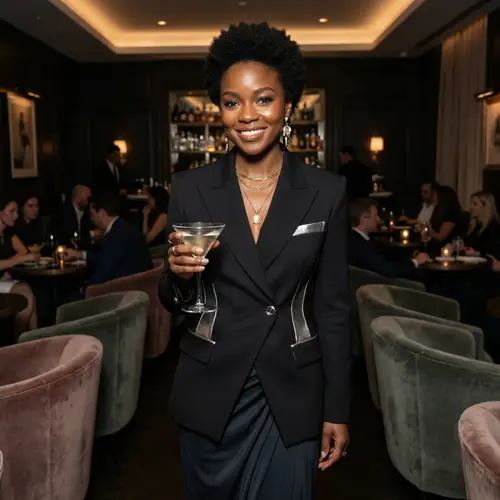 Enchanting Actress in Chic Cocktail Bar | Allure & Self-Assuredness