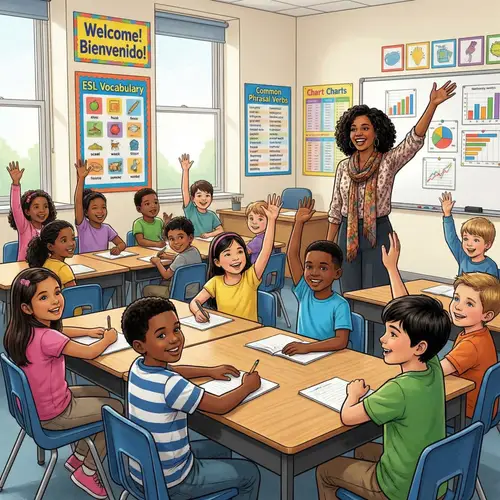 Vibrant Classroom Illustration with Diverse Students