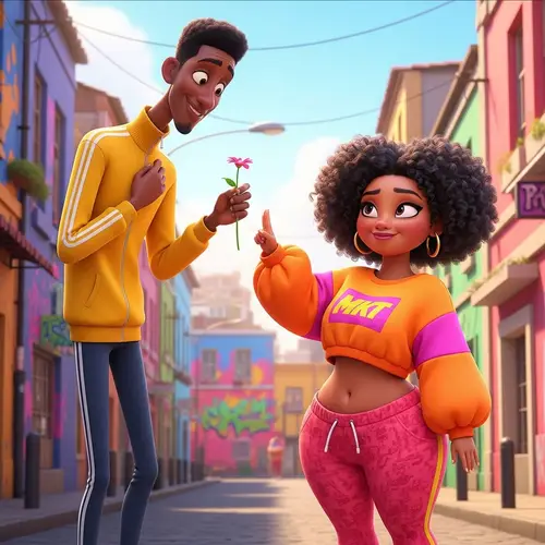 Flirting in South African Streetwear: A Fun Cartoon