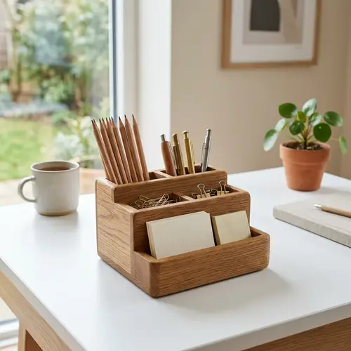 Minimalist Office Desk Organizer | Natural Materials