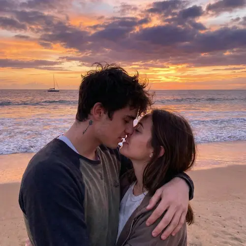 Realistic Beach Kiss Scene | Young Man and Woman Embrace