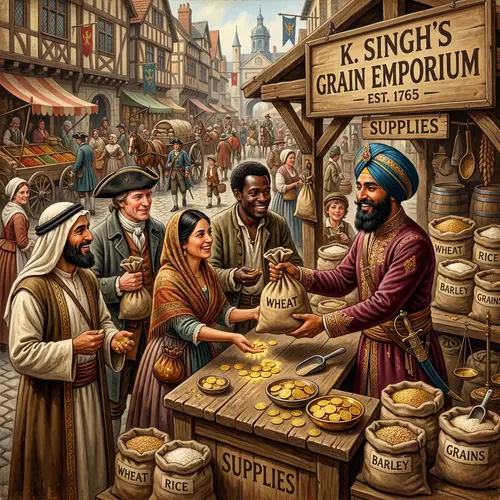 18th Century Sikh Businessman Selling Food Grains