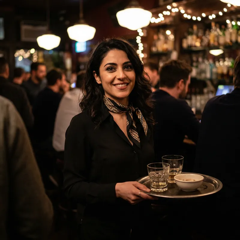 Beautiful Woman with Stunning Eyes at the Bar | Nightlife Scene