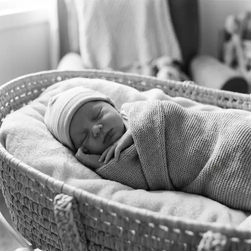 Peaceful Newborn Baby Sleeping in Black and White