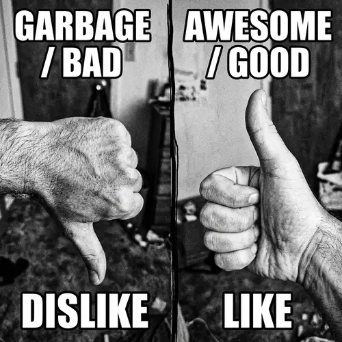 Black and White Thumbs Down Thumbs Up Meme