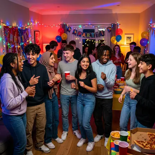 Diverse Young Teenagers Party | Festive Realistic Scene