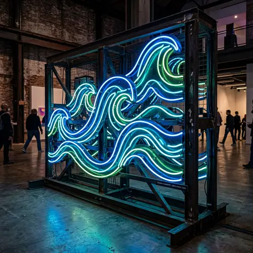 Mesmerizing Neon Waves Installation | Urban Art Exhibit