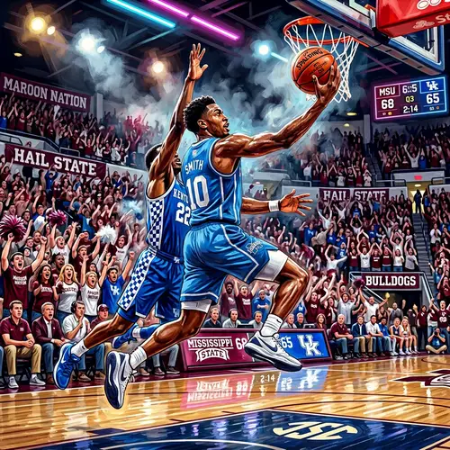 Intense College Basketball Match: Kentucky Wildcats vs Mississippi State