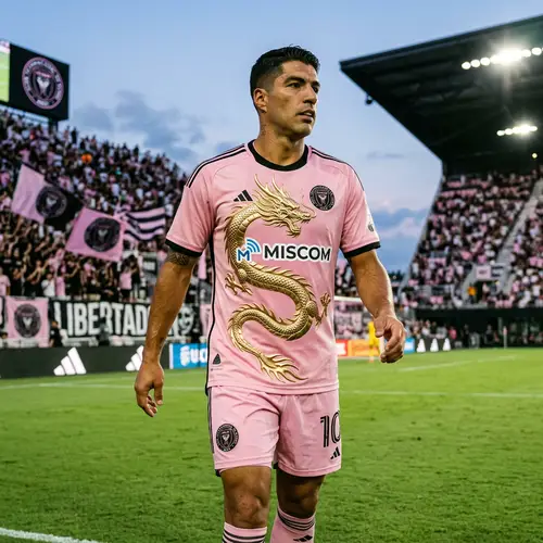 Light Pink Inter Miami Jersey with Golden Dragon Design