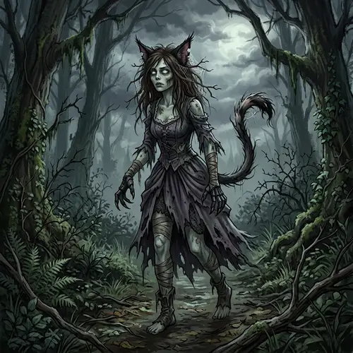 Chica Neko Zombie: A Spooky Cat-Inspired Undead