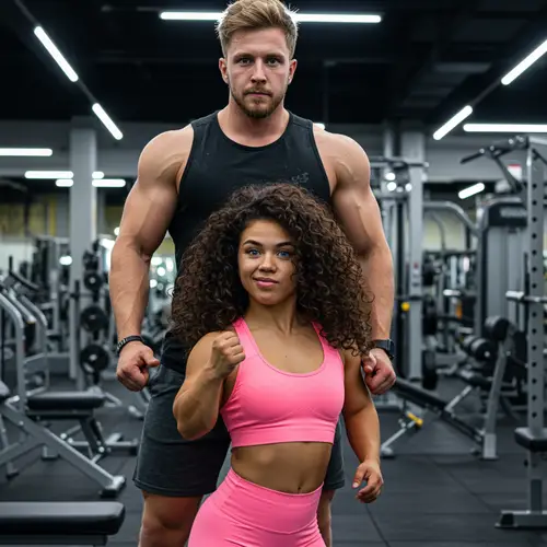 Fit Couple at the Gym: Short Girl & Muscular Boyfriend