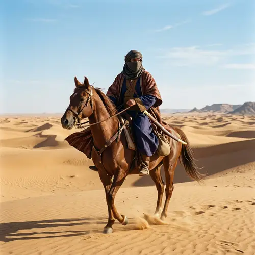 Masked Figure on Horse in Pre-Islamic Arabia
