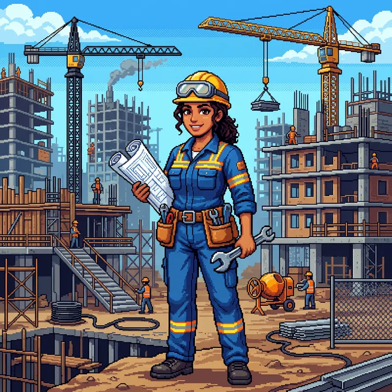 Pixel Art Character of a Middle-Eastern Female Engineer