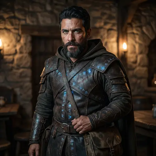 Hispanic Rugged Mercenary | Green-Eyed Scarred Fighter