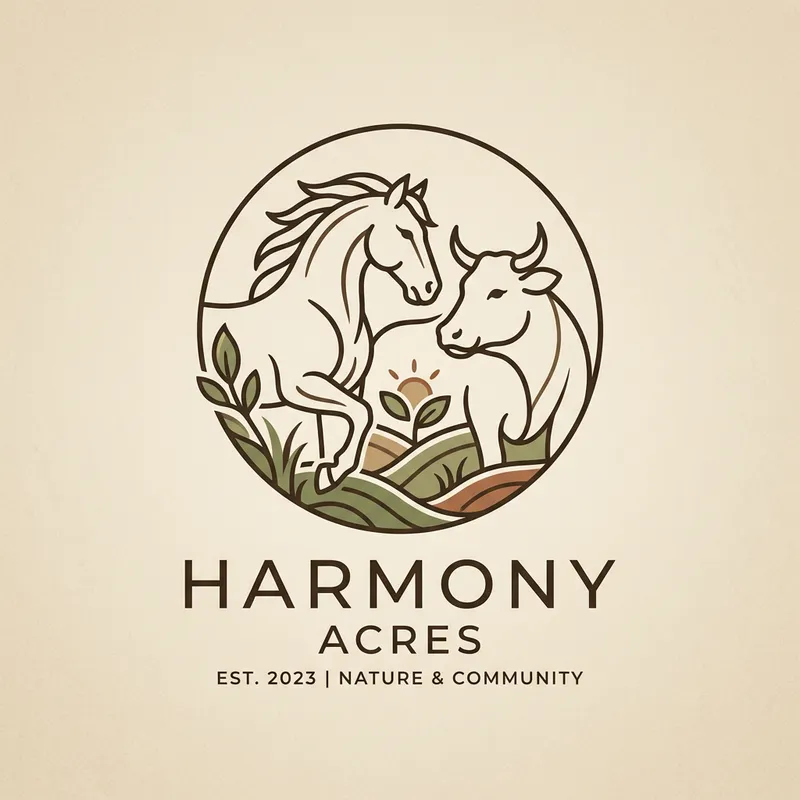 Majestic Horse and Tranquil Cow: Harmony Logo