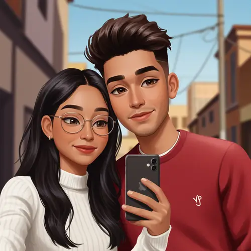 Pixar Style Selfie of Two Friends