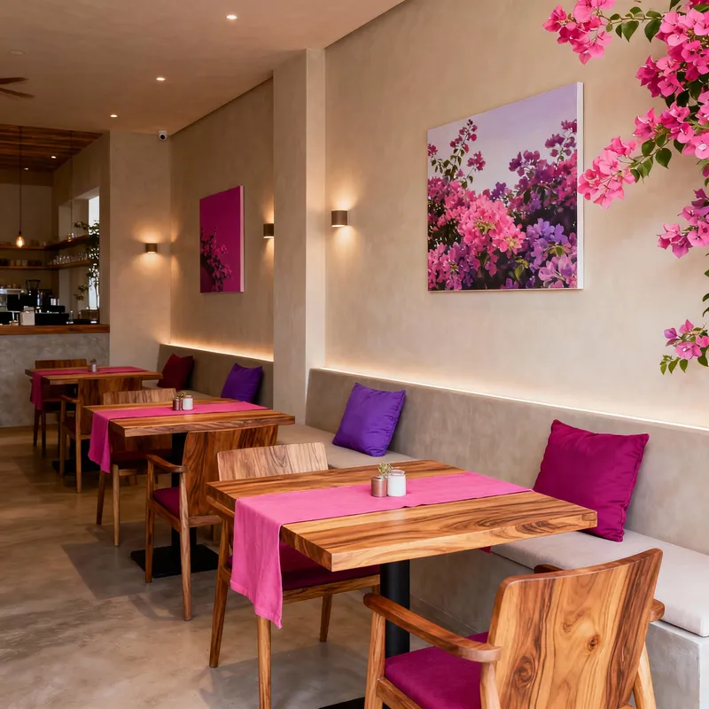 Simple Bougainvillea Restaurant Design