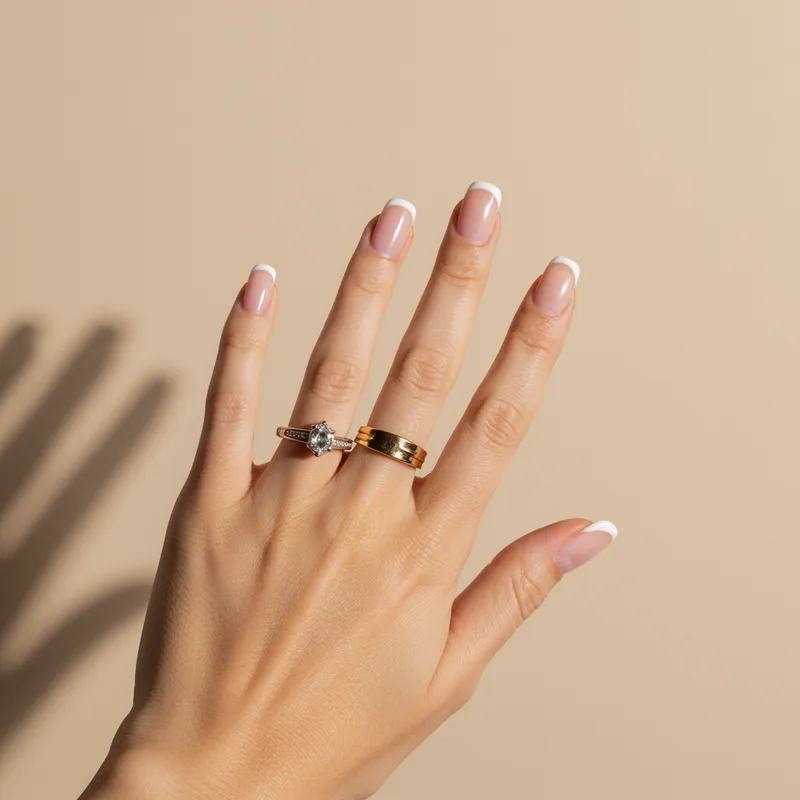 Elegant French Manicure on Pastel Background