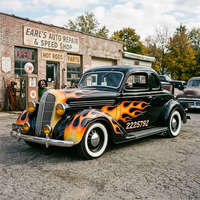 1936 Plymouth Coupe - Black with Old School Flames