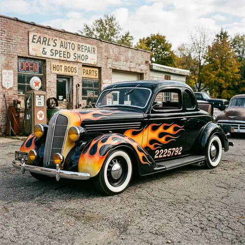 1936 Plymouth Coupe - Black with Old School Flames