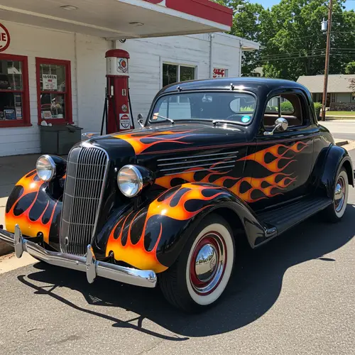 1936 Plymouth Coupe - Black with Old School Flames