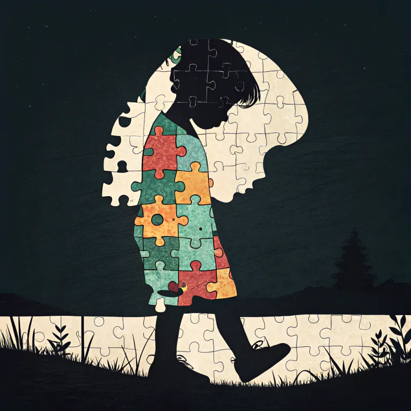 Child Silhouette Puzzle Art - Creative Designs