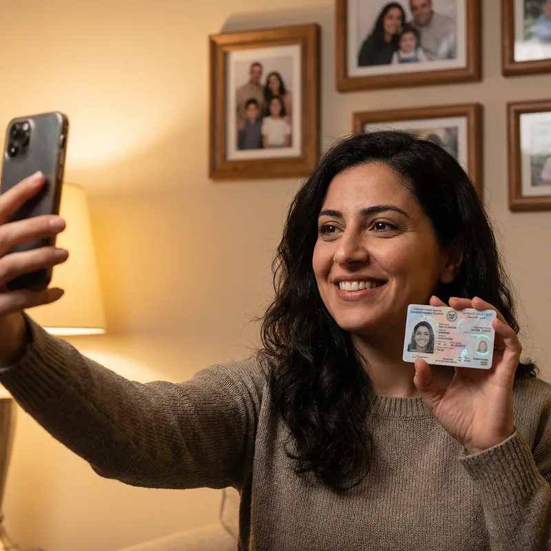 Cheerful Middle-Eastern Woman Taking a Selfie