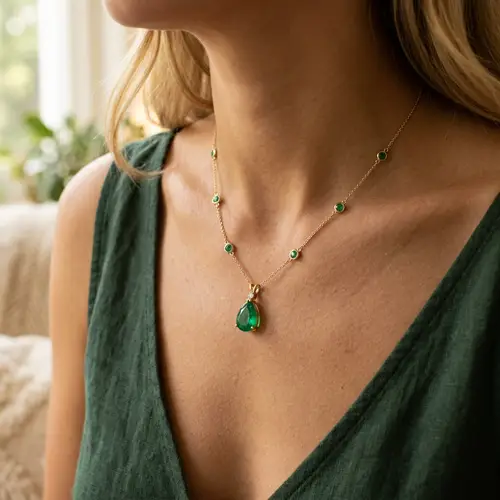 Elegant Emerald Drop Necklace Design