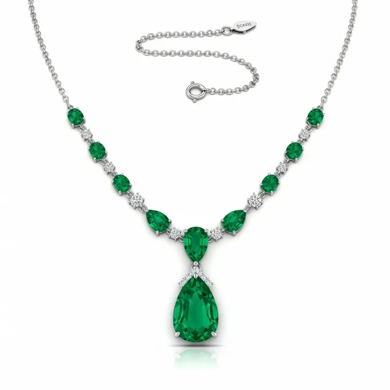 Elegant Emerald Drop Necklace Design