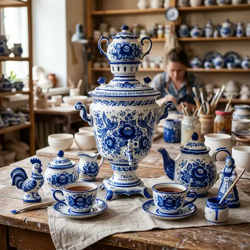 Gzhel Style Clay Products | Hand-Painted Pottery Art