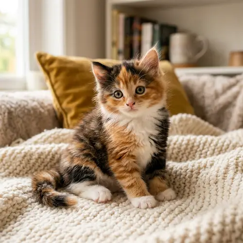 Adorable Calico Kitten - Fluffy, Playful, and Mischievous