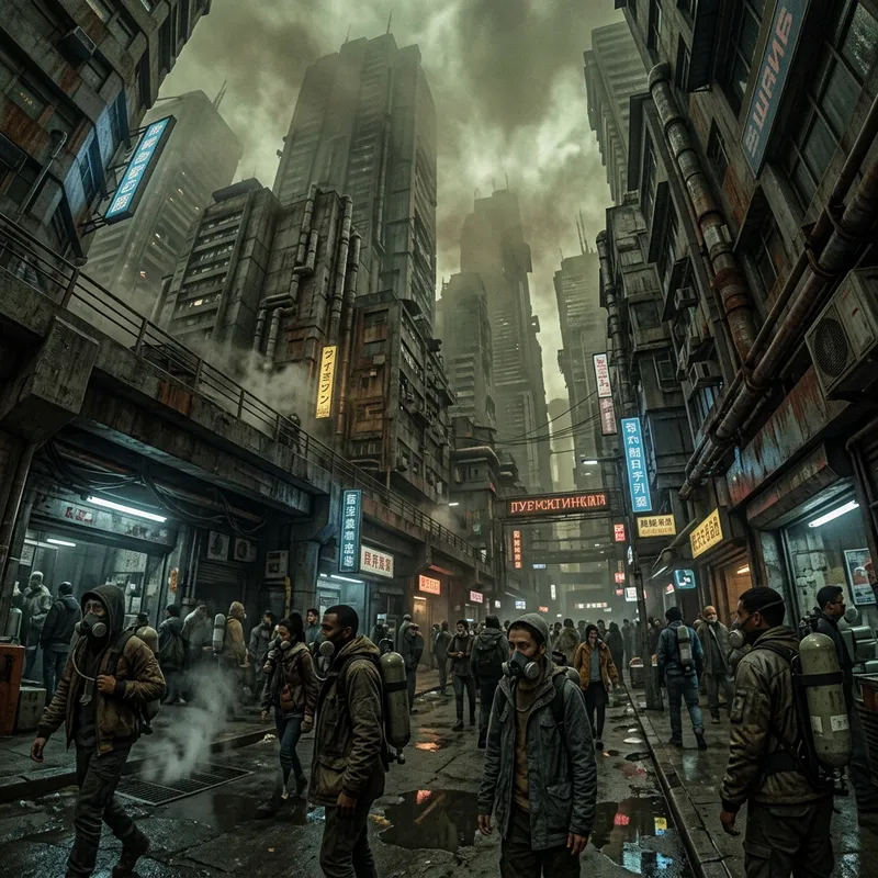 Desperate Fight for Oxygen in Dystopian City: Pollution Crisis