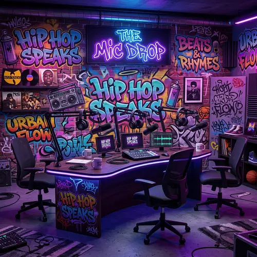 Vibrant Hip-Hop Podcast Studio Design