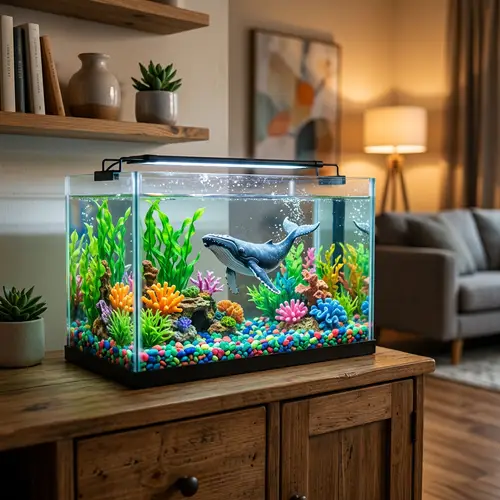 Miniature Whale in Home Aquarium: Tranquil and Charming Scene