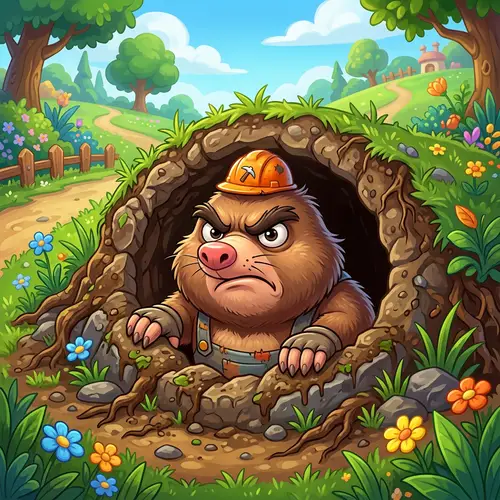 Funny Angry Mole Peeking Out | Mobile Game Style